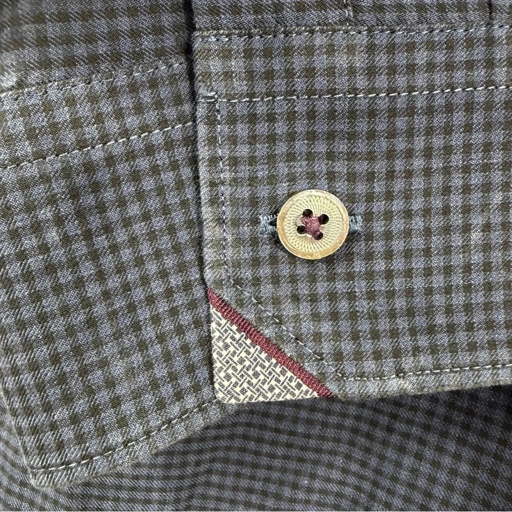 Ted Baker Blue and Black Checkered Button Down Shirt Men's Size 4